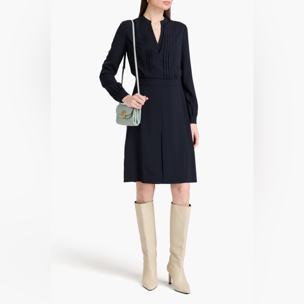 TORY BURCH Pintucked crepe de chine dress size 2